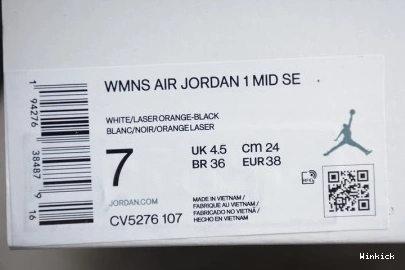 1 "ORANGE MID AIR SE WMNS BLACK" 107 CV5276 - JORDAN 1110